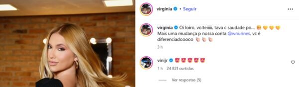 Foto colorida do Instagram de Virginia Fonseca - Metrópoles